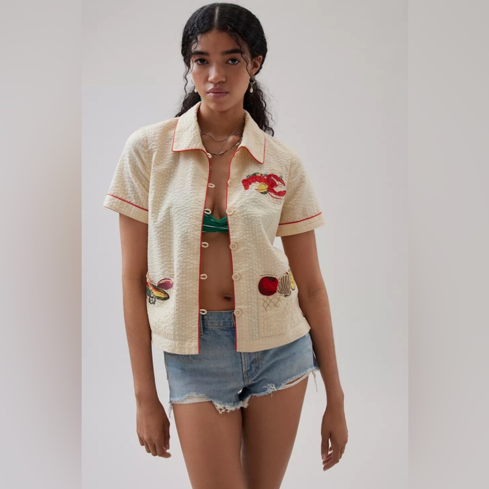 UO BDG Souvenir Applique Seersucker Shirt